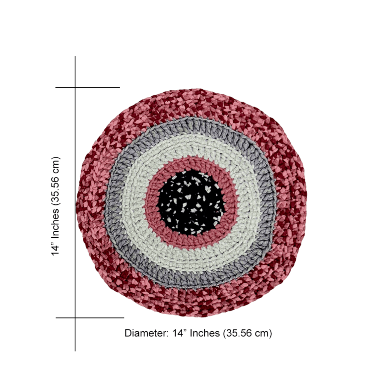 Image of Set of 6 Round Crochet Placemats / Dining Mats Old rose, Grey, Burgundy, Silver grey, Navy