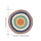 Set of 6 Round Crochet Placemats / Dining Mats Green, Sea green, Purple, Peach, Off white