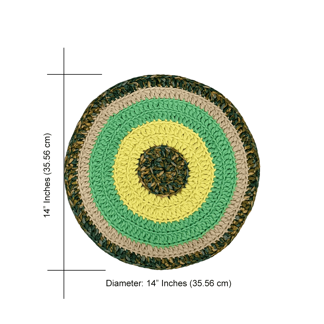 Image of Set of 4 Round Crochet Placemats / Dining Mats Green Pink