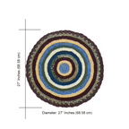 Round Crochet Floor Rug Aubergine, Blue, Moss green, Grey, Lemon, Light purple