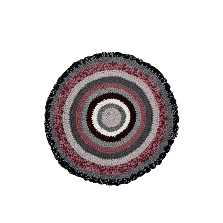 Image of Round Crochet Floor Rug Old rose, Grey, Burgundy, Silver grey, Navy