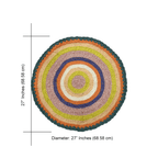 Round Crochet Floor Rug Green, Sea green, Purple, Peach, Off white