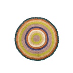 Round Crochet Floor Rug Green, Sea green, Purple, Peach, Off white