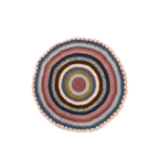 Round Crochet Floor Rug Pink, Denim blue, Brown, Beige, Navy, Off white