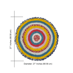 Round Crochet Floor Rug Coral, Blue, Light pink, Yellow, Beige, Light grey