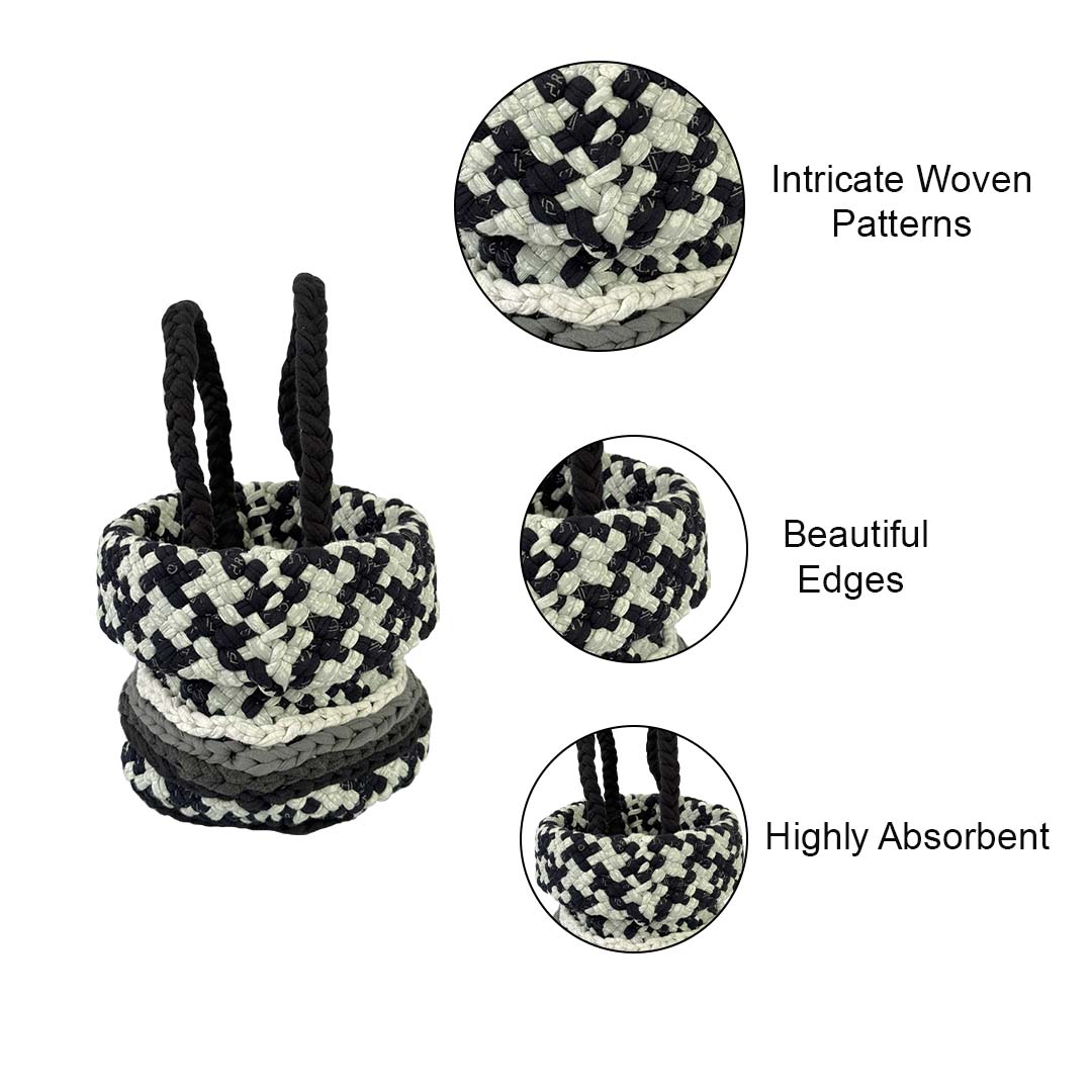 Image of Round Roll-up Basket Charcoal Grey Silver Grey Premium