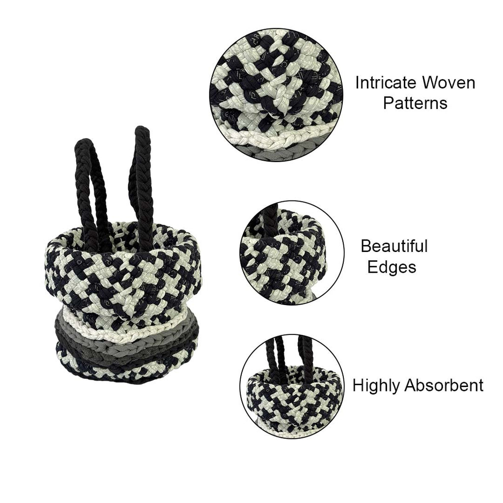 Round Roll-up Basket Charcoal Grey Silver Grey Premium