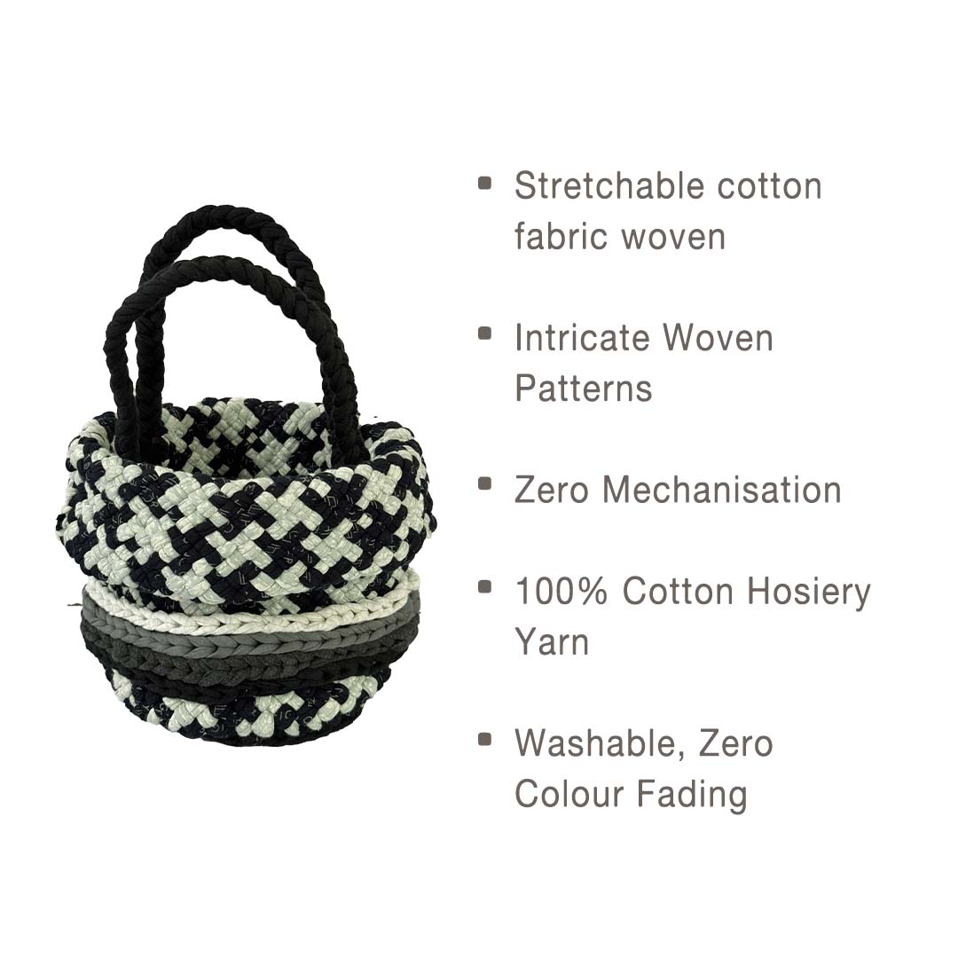 Image of Round Roll-up Basket Charcoal Grey Silver Grey Premium