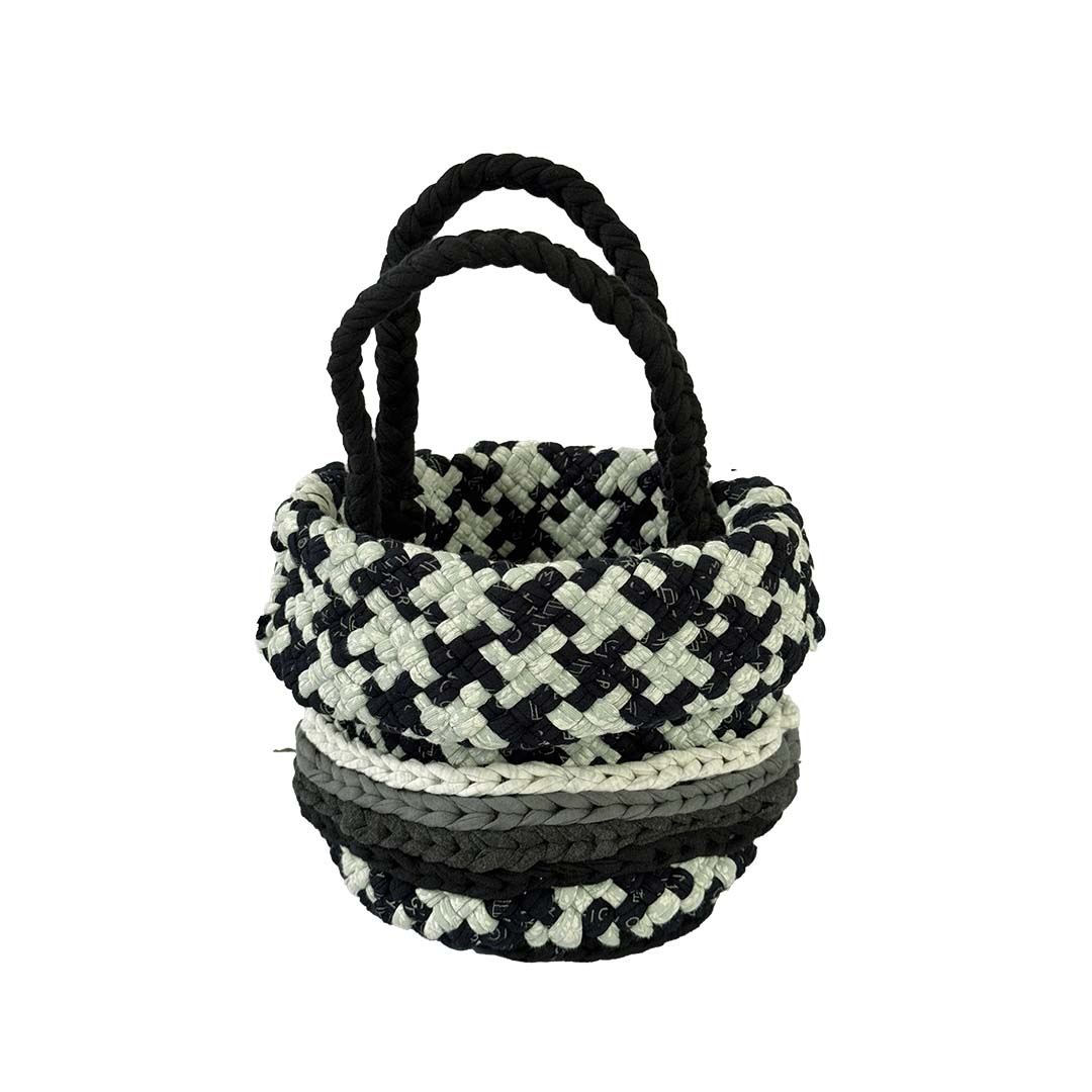 Image of Round Roll-up Basket Charcoal Grey Silver Grey Premium