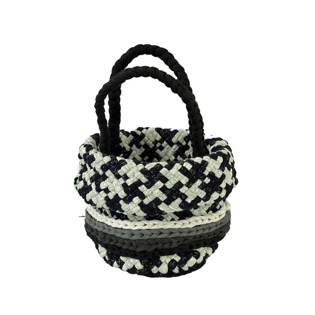Round Roll-up Basket Charcoal Grey Silver Grey Premium