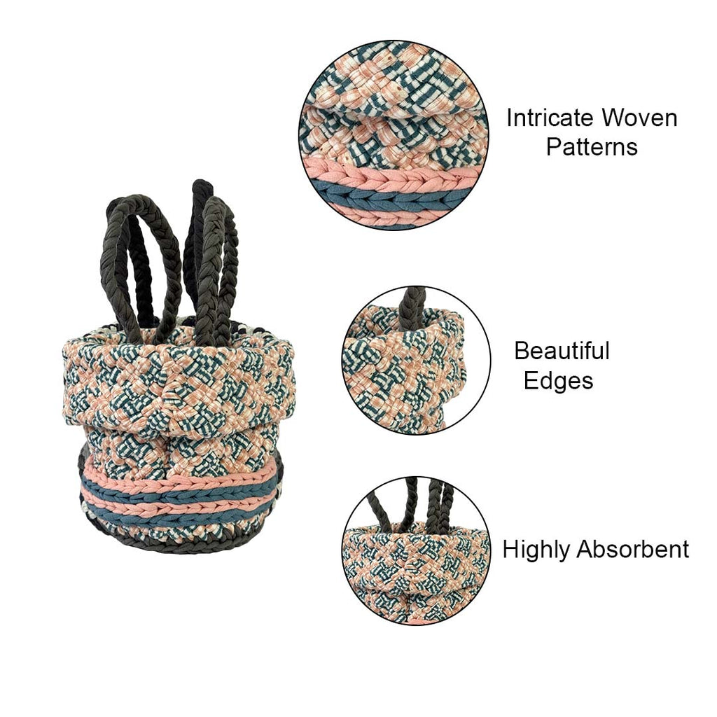 Round Roll-up Basket Blue Off White Pink Grey Premium
