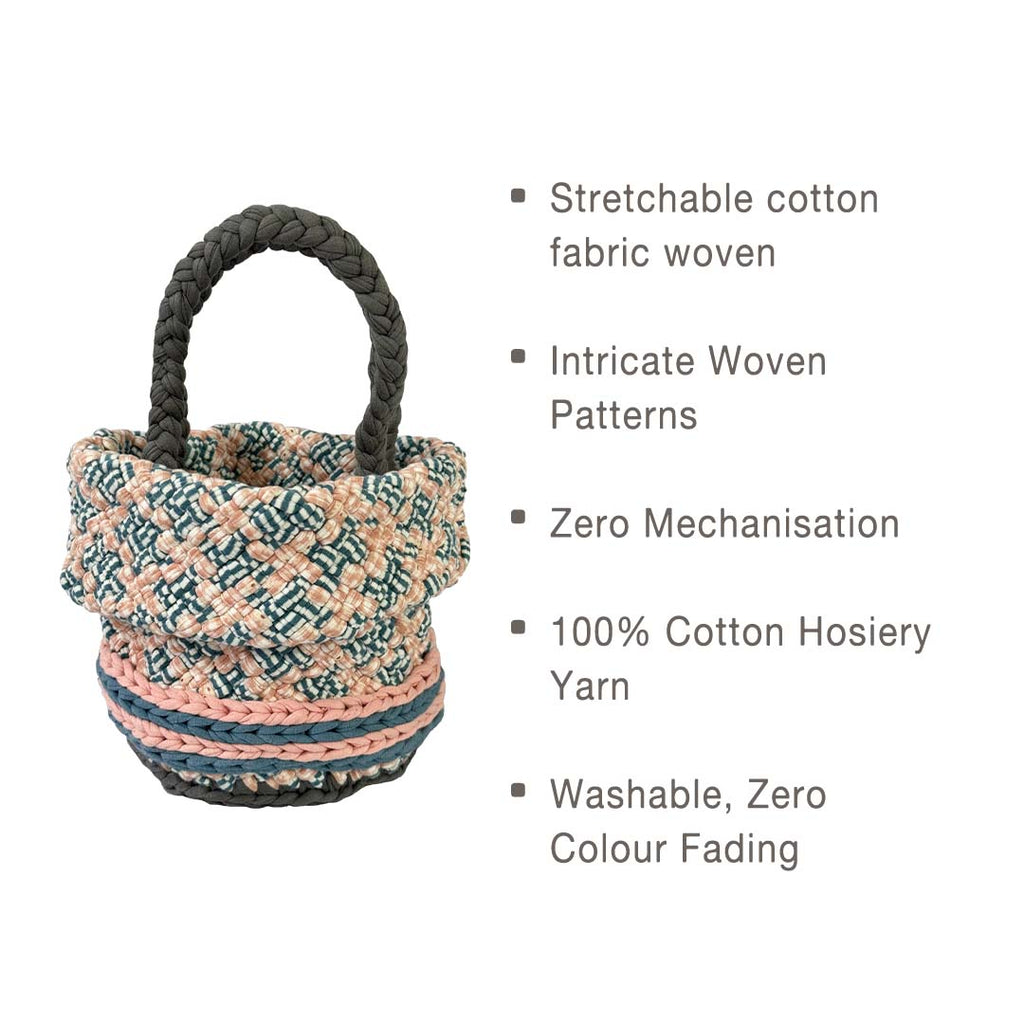 Round Roll-up Basket Blue Off White Pink Grey Premium
