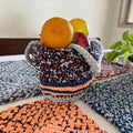 Round Roll-up Basket Peach Navy Grey Premium