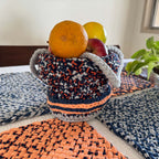 Round Roll-up Basket Peach Navy Grey Premium