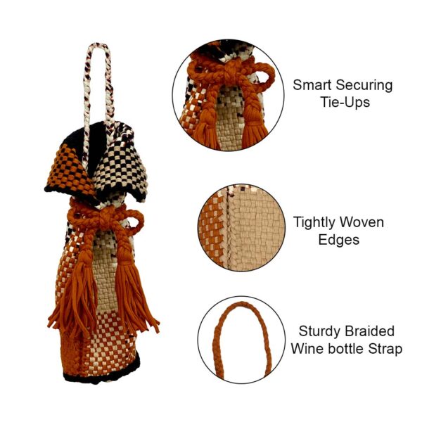 Image of Beverage Bottle Bag Beige, Black, Rust