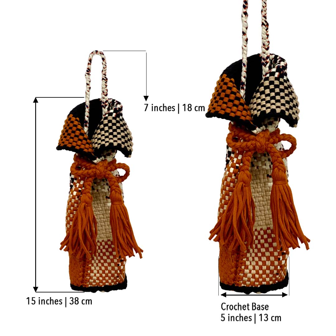 Image of Beverage Bottle Bag Beige, Black, Rust