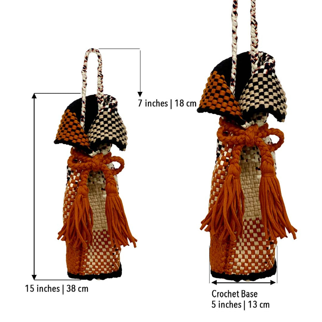 Beverage Bottle Bag Beige, Black, Rust