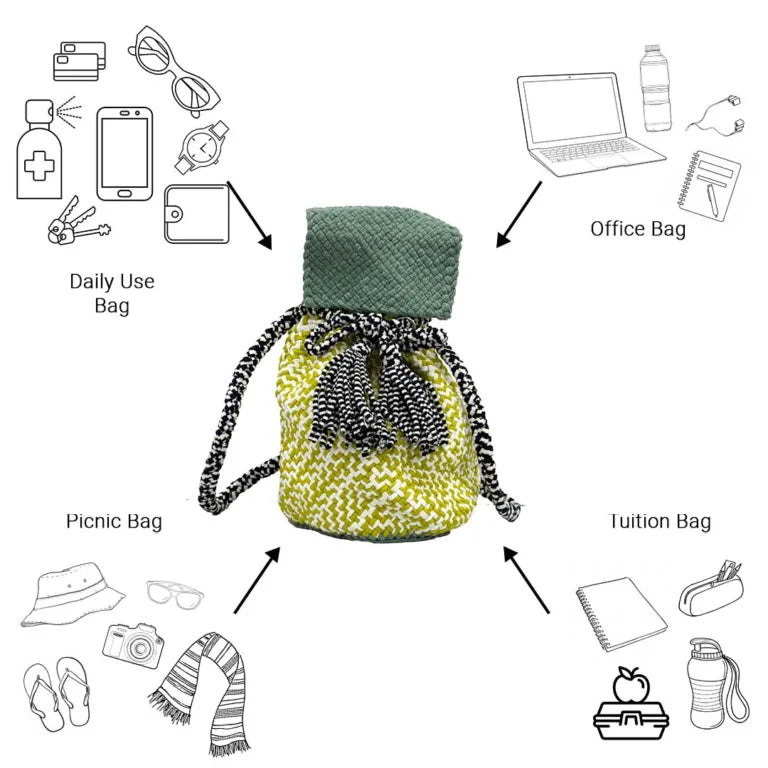 Image of Backpack Sage Olive Black White Color | Shoulder carry
