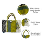 Macrame Tote-Medium | Sage, Olive, Black, White