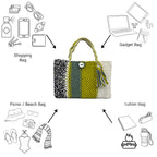 Macrame Tote-Medium | Sage, Olive, Black, White