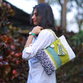 Macrame Tote-Medium | Sage, Olive, Black, White