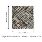 Set of 4 Hand-Woven Square Placemats / Dining Mats Blue Pink Grey Off White