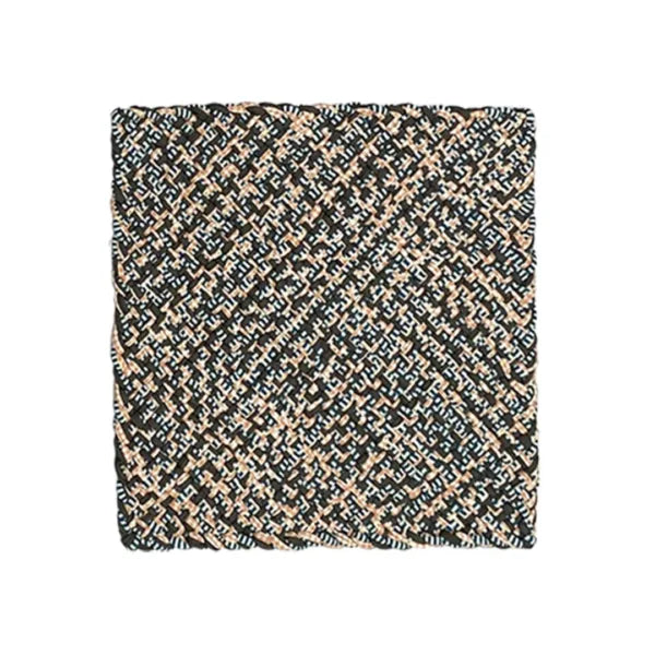Image of Set of 4 Hand-Woven Square Placemats / Dining Mats Blue Pink Grey Off White