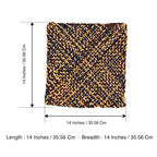 Set of 6 Hand-Woven Square Placemats / Dining Mats Peach Navy Grey