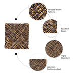 Set of 6 Hand-Woven Square Placemats / Dining Mats Peach Navy Grey