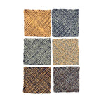 Set of 6 Hand-Woven Square Placemats / Dining Mats Peach Navy Grey