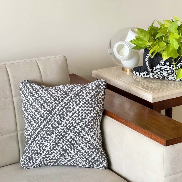 Image of Square Cushion Cover Silver Grey
