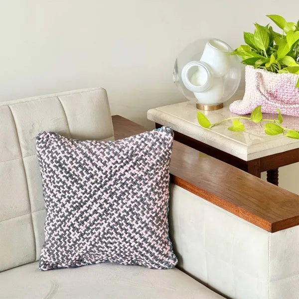 Image of Square Cushion Cover Pink Grey