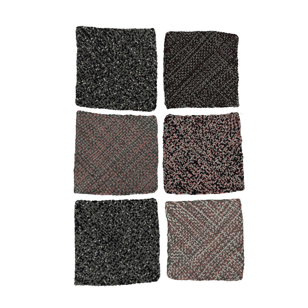 Image of Set of 6 Hand-Woven Square Placemats / Dining Mats Old rose, Grey, Burgundy, Silver grey, Navy