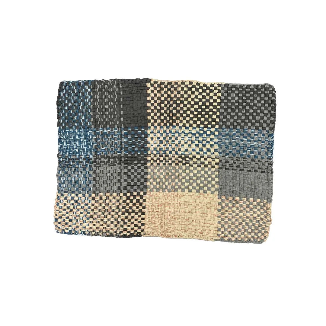 Image of Braided Edged Floor Rug / Throw | Blue, Pink, Off White, Grey