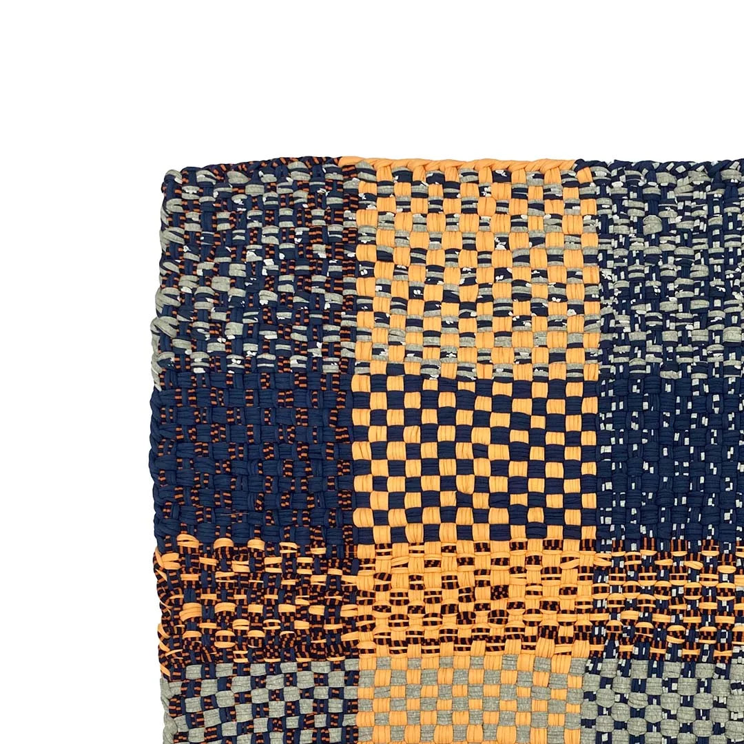 Image of Braided Edged Floor Rug / Throw | Peach, Navy, Grey
