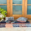 Image of Braided Edged Floor Rug / Throw | Peach, Navy, Grey