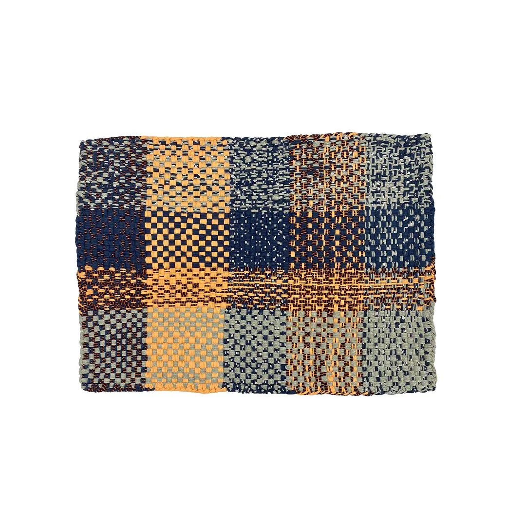 Image of Braided Edged Floor Rug / Throw | Peach, Navy, Grey