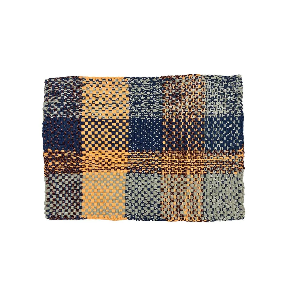 Braided Edged Floor Rug / Throw | Peach, Navy, Grey