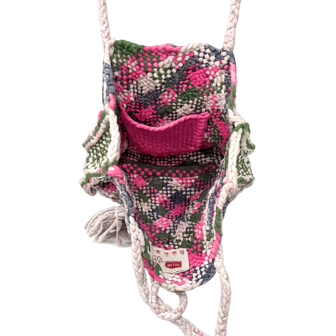 Soft Tote | Hand Carry | Hot Pink, Green Off White