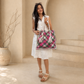 Soft Tote | Hand Carry | Hot Pink, Green Off White