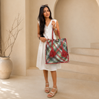 Soft Tote | Hand Carry | Brown, Sea Green, Dark Green, Dark Brown