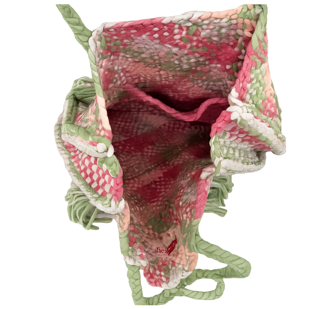 Soft Tote | Hand Carry |Fuchsia Pink, Light Green
