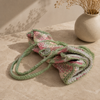 Soft Tote | Hand Carry |Fuchsia Pink, Light Green