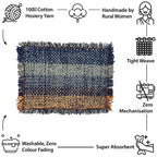 Tassel Floor Rug / Throw Peach Navy Grey
