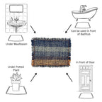 Tassel Floor Rug / Throw Peach Navy Grey
