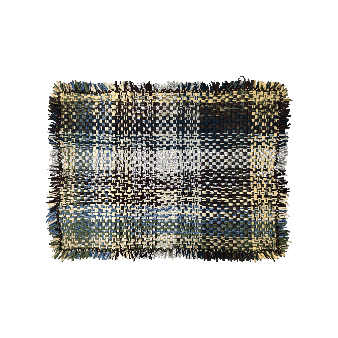 Image of Tassel Floor Rug / Throw Aubergine, Blue, Moss Green, Grey, Lemon, Light Purple