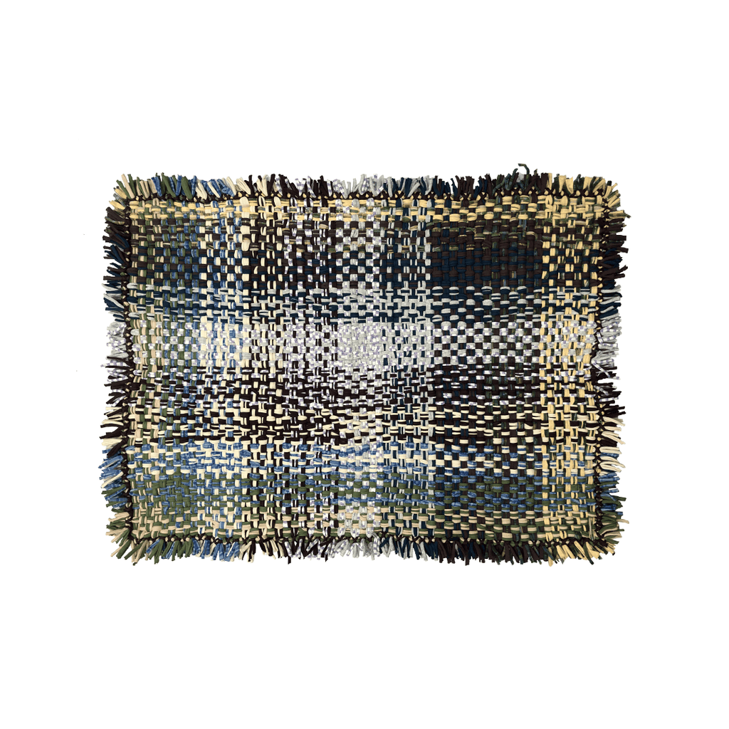 Tassel Floor Rug / Throw Aubergine, Blue, Moss Green, Grey, Lemon, Light Purple