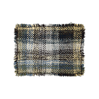Tassel Floor Rug / Throw Aubergine, Blue, Moss Green, Grey, Lemon, Light Purple
