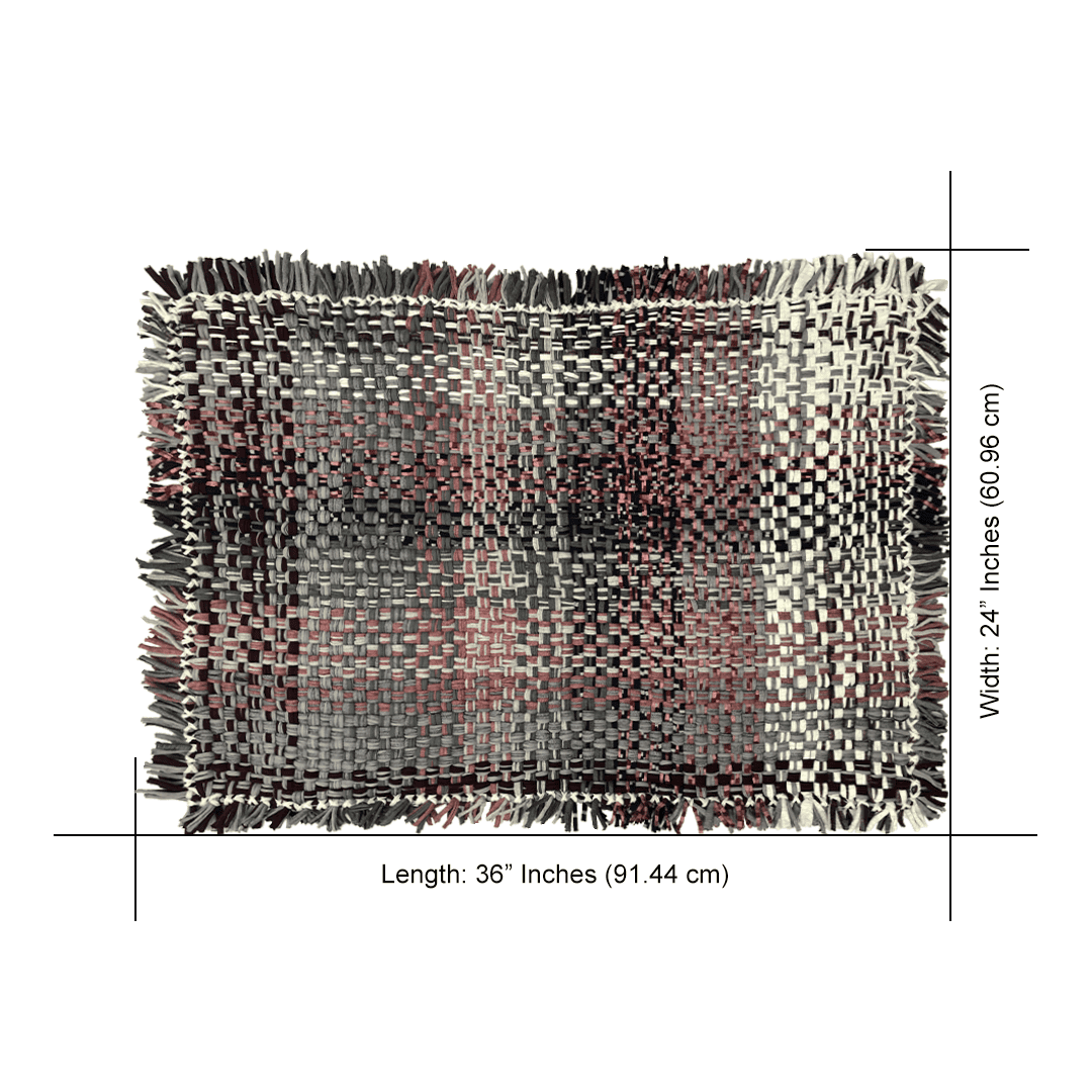 Image of Tassel Floor Rug / Throw Old Rose, Grey, Burgundy, Silver Grey, Navy