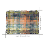 Tassel Floor Rug / Throw Green, Sea Green, Purple, Peach, Off White